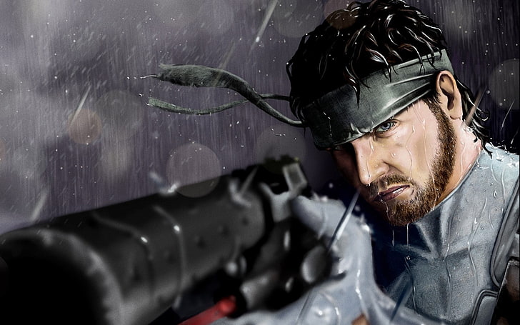 Metal Gear Solid Snake, video games, Metal Gear Solid 2, portrait