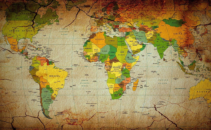 Political Map, multicolored world map illustration, Travel, Maps, HD wallpaper