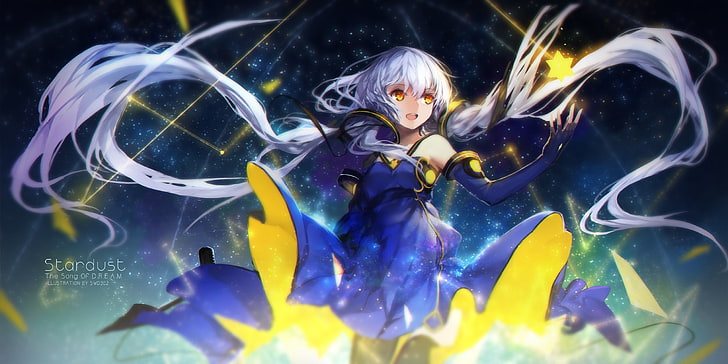 Vocaloid, twintails, yellow eyes, stars, swd3e2, Xingchen, water, HD wallpaper
