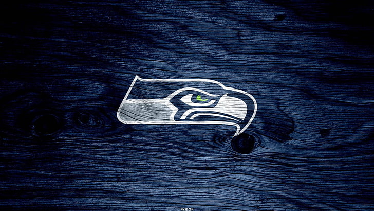 Seattle Seahawks logo, Football, wood - material, no people, high angle view