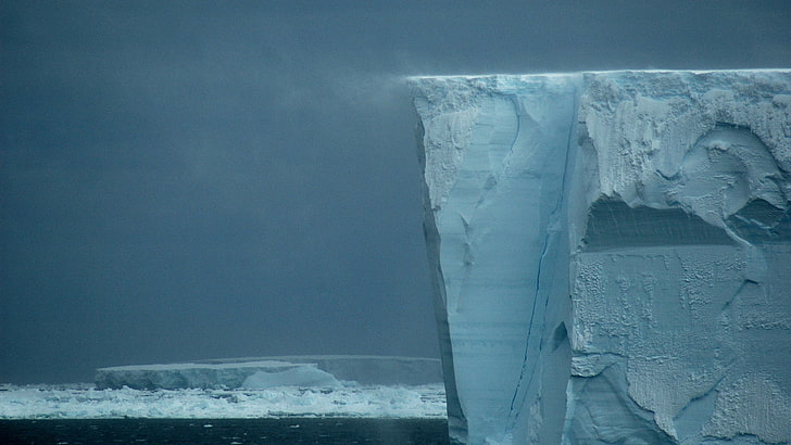 gray cliff, nature, iceberg, cold temperature, frozen, snow, winter, HD wallpaper