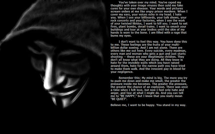 anarchy, anonymous, dark, hacker, hacking, mask, sadic, vendetta, HD wallpaper