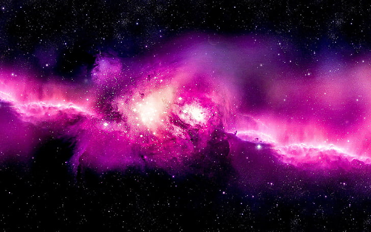 pink nebula galaxy, Andromeda, spiral galaxy, space, space art