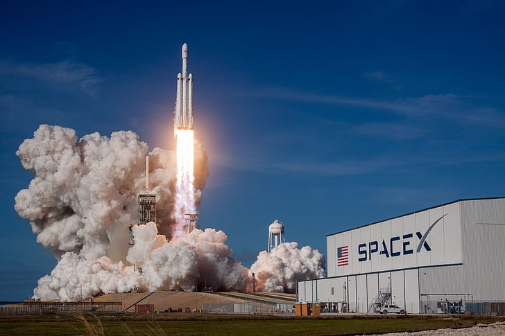 Cape Canaveral, Falcon Heavy, SpaceX, smoke, launch pads, rocket, HD wallpaper