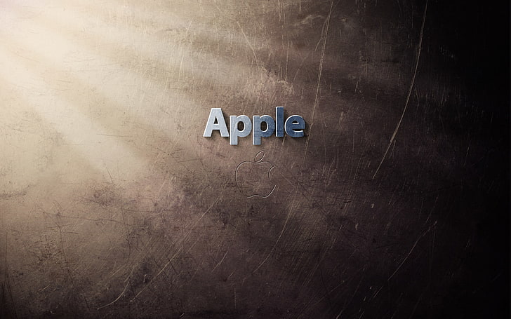 Apple text, rays, light, wall, apples, minimalism, texture, technique, HD wallpaper