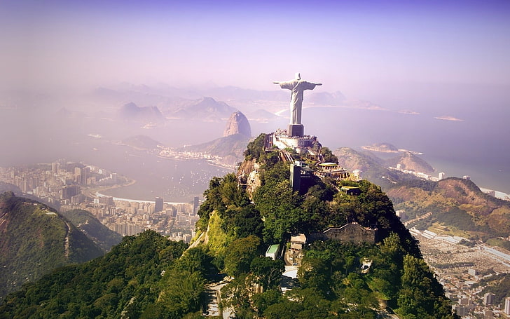 Christ the Redeemer, Brazil, Rio de Janeiro, mountain, architecture, HD wallpaper