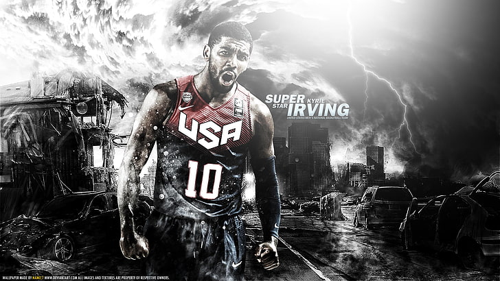 Kyrie Irving, basketball, usa, nba, men, sport, people, black And White