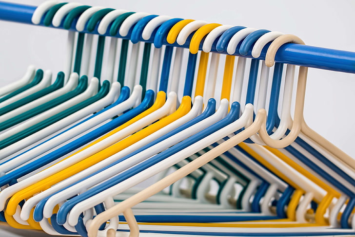 clothes hangers, plastic, rack, connection, close-up, no people, HD wallpaper