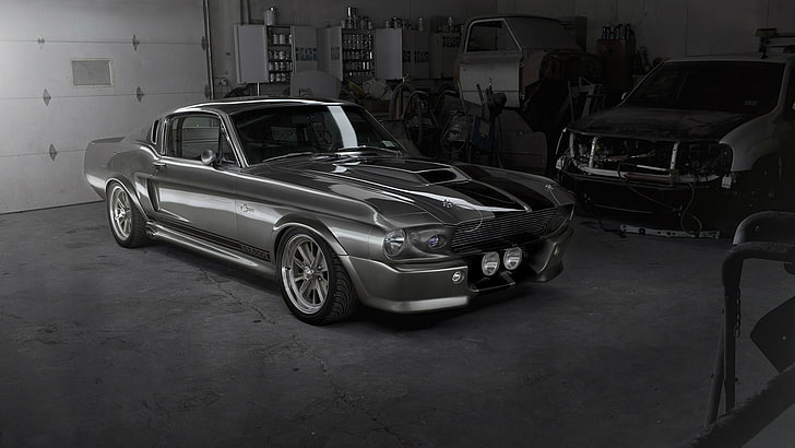 black car, auto, Shelby, GT500, Eleanor, Ford Mustang, motor vehicle, HD wallpaper