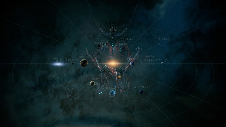 Loki (Warframe), video games, planet, Solar System, night, illuminated