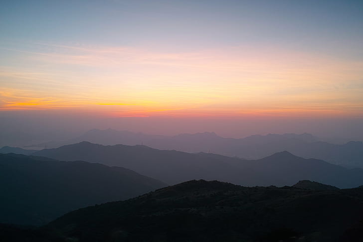 mountain hills under gray sky during sunset, sigma, dp, dp1, merrill, HD wallpaper