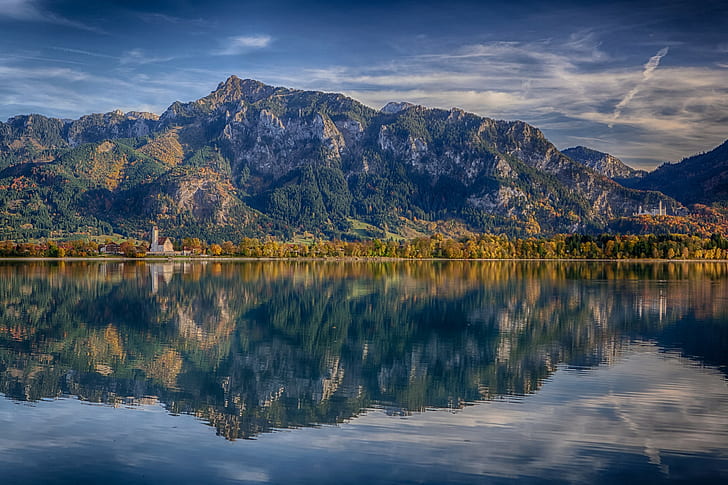Lake Forggensee, Bavaria, Germany, the Alps, Neuschwanstein Castle, HD wallpaper