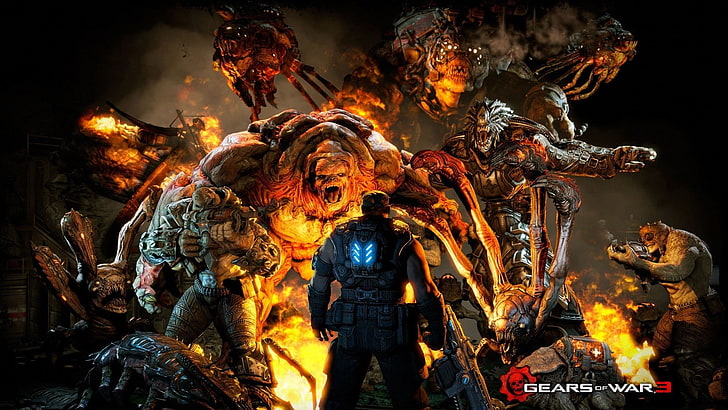 Gears of War digital wallpaper, video games, Gears of War 3, representation