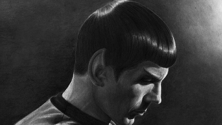 Leonard Nimoy, Spock, drawing, Star Trek, headshot, portrait