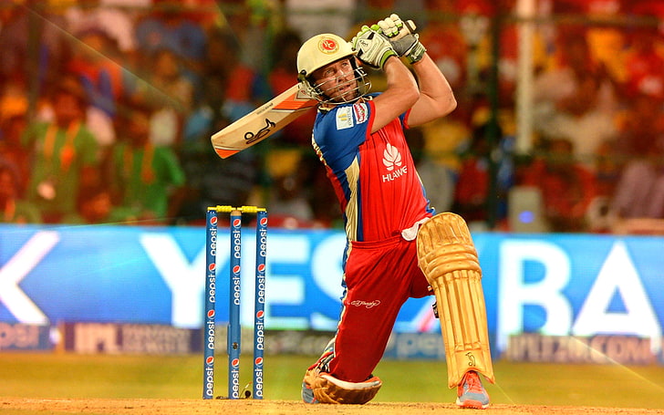 HD wallpaper: AB De Villiers, men's red and blue cricket jersey and pants,  Sports | Wallpaper Flare