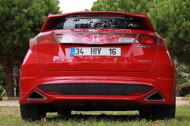 red Honda Civic, type s, type r, car, sports car, text, western script, HD wallpaper