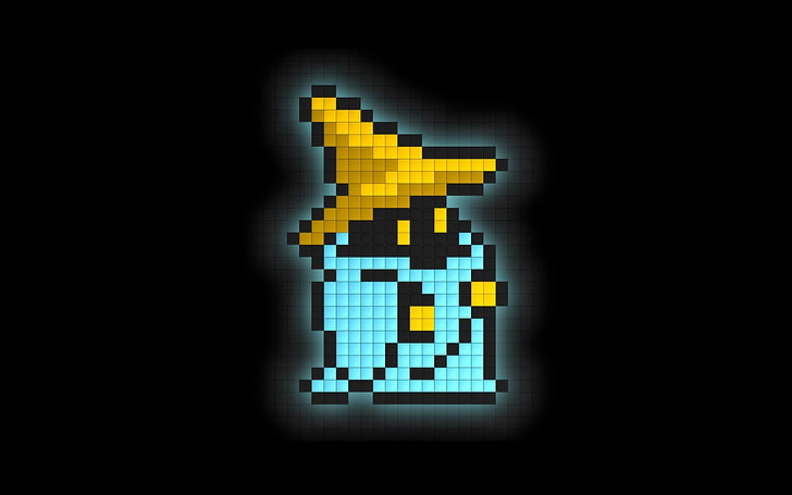 blue and yellow witch pixel clip-art, Final Fantasy, magic, wizard, HD wallpaper