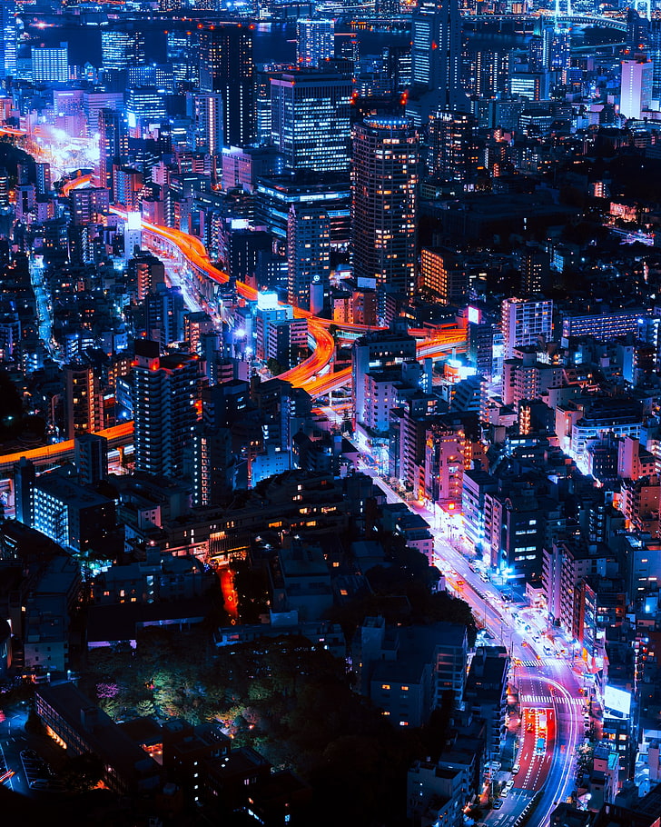 city skylines, skyscraper, Tokyo, Japan, night, cityscape, urban Skyline