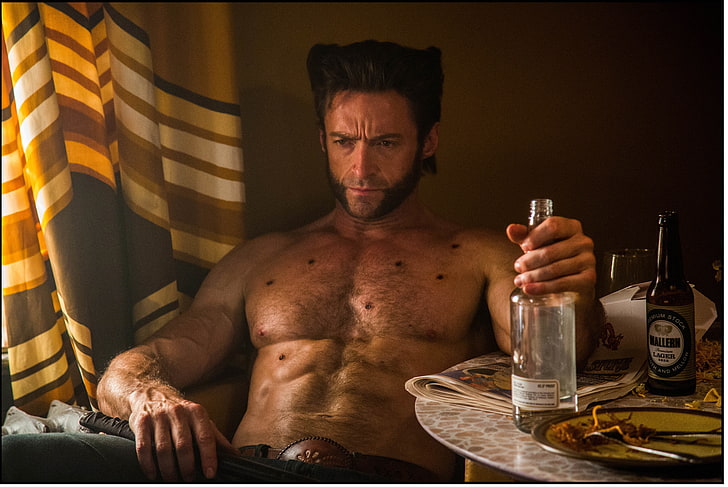 clear glass bottle, Wolverine, Hugh Jackman, Logan, X-Men: Days of Future Past, HD wallpaper