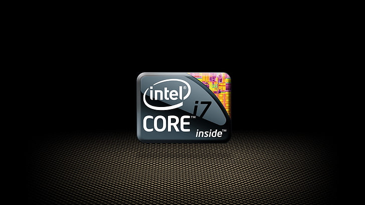 Intel Core i7 sticker, processor, gray, black, illustration, vector