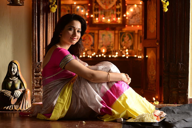 HD wallpaper: actress, bhatia, bollywood, hot, indian, kollywood, navel,  saree | Wallpaper Flare