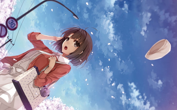 anime girls, sky, clouds, Saenai Heroine no Sodatekata, hat, HD wallpaper