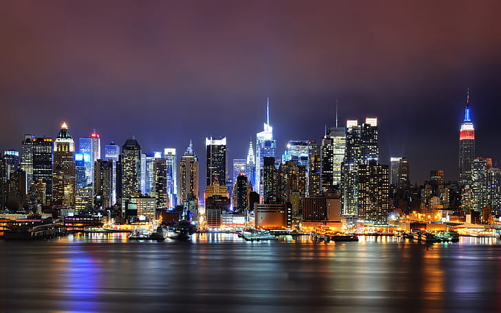 New York Lighting, usa, sua, city, night, landscape