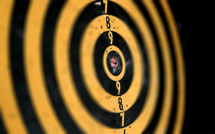 black and yellow target, targets, numbers, close-up, accuracy, HD wallpaper