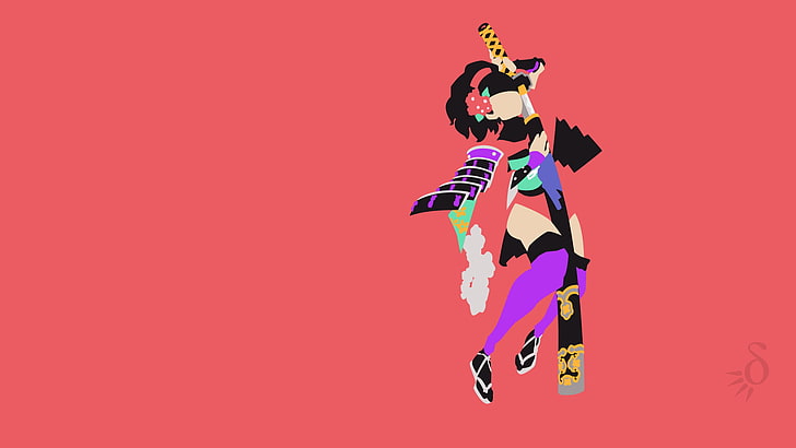 Muramasa, Momohime, one person, colored background, copy space