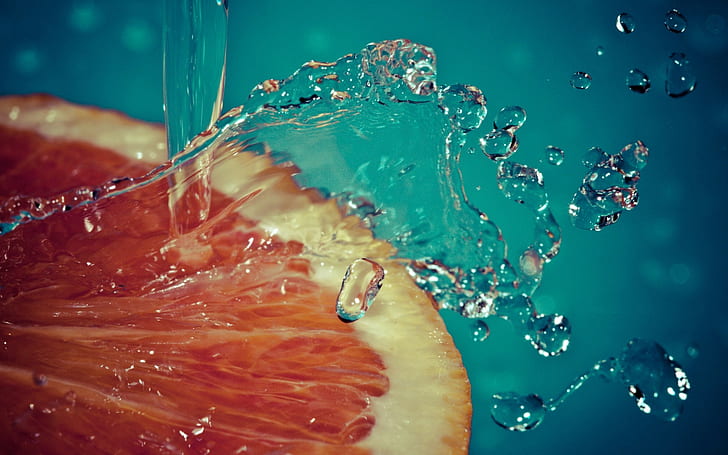 water, water drops, fruit, liquid, orange (fruit), HD wallpaper