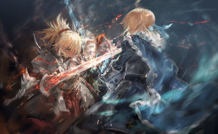 game application wallpaper, armor, blonde, cape, Fate/Grand Order