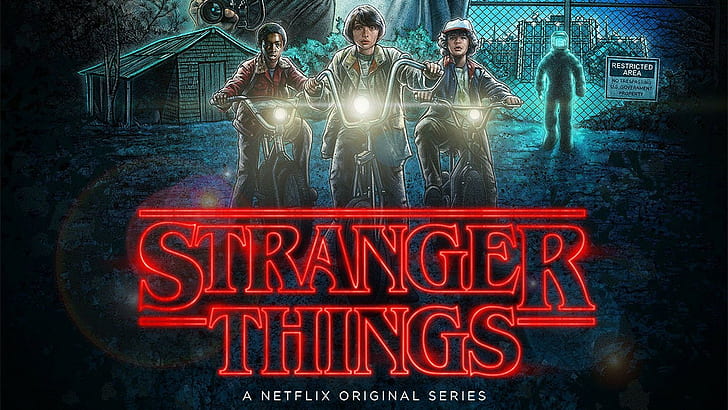 Stranger Things wallpaper, Netflix, night, people, men, celebration