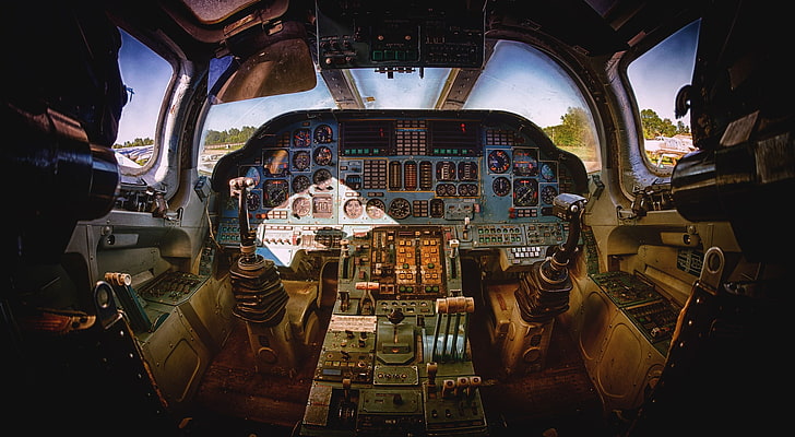 cockpit, aircraft, vehicle, Tupolew Tu-160 Blackjack, mode of transportation