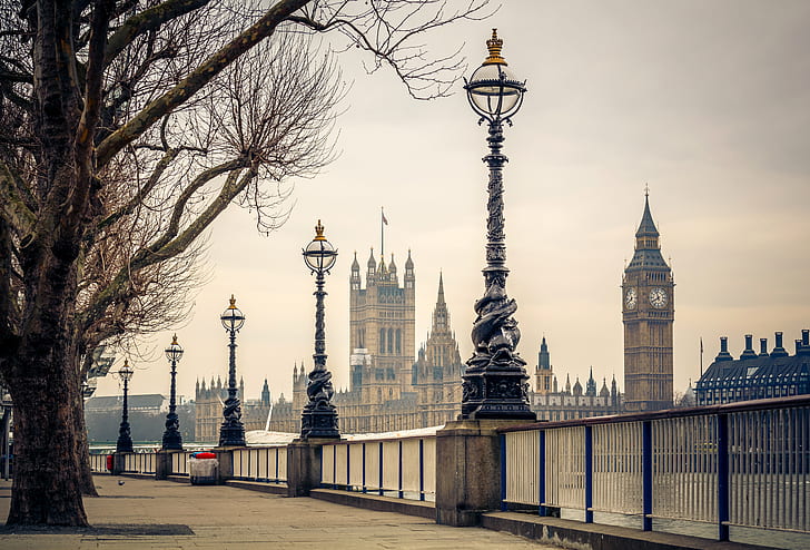 Palaces, Palace Of Westminster, Big Ben, Lamp Post, London