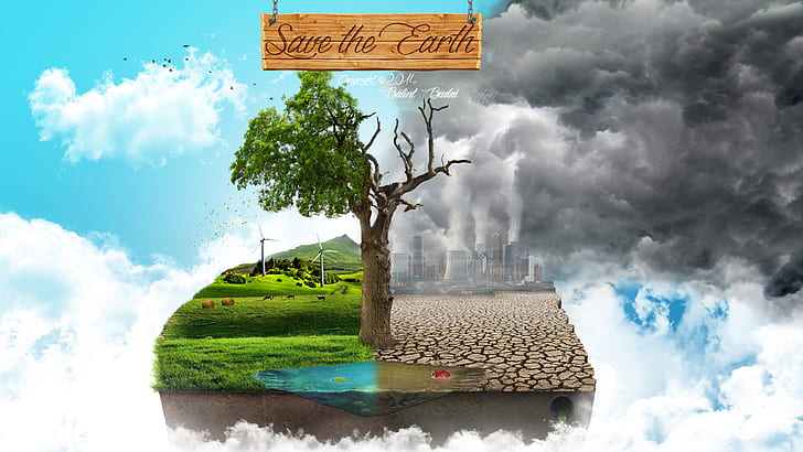 environment pollution, cloud - sky, communication, nature, plant, HD wallpaper