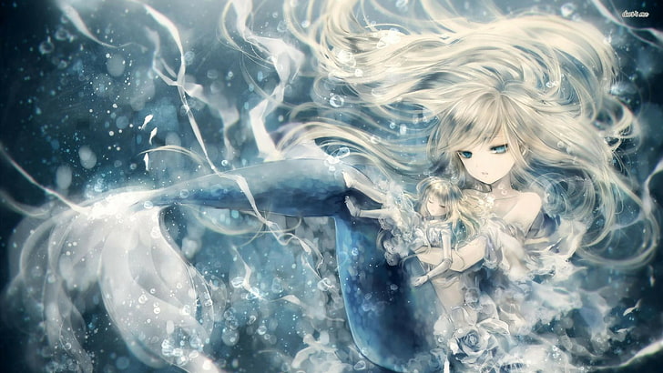 HD wallpaper: anime girls, siren, sea, water, underwater, nature, swimming  | Wallpaper Flare
