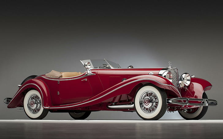 1935 Mercedes-Benz 500K, red vintage convertible car, cars, 1920x1200, HD wallpaper