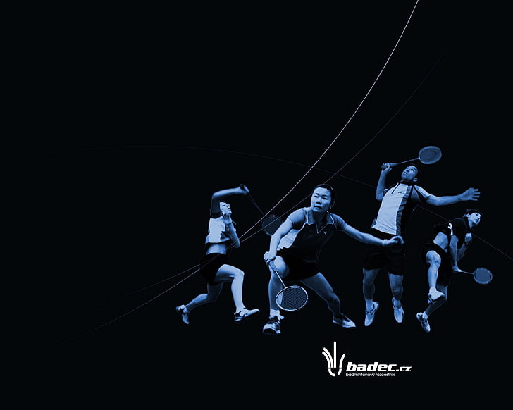 Sports, Badminton, full length, copy space, black background