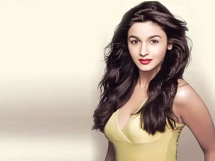 Alia Bhatt, women's yellow sleeveless top, Bollywood Celebrities, HD wallpaper