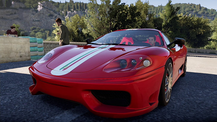 red luxury car, Ferrari Challenge Stradale, Forza Horizon 2, video games, HD wallpaper