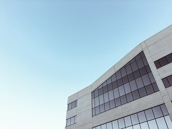 white and gray concrete building, architecture, sky, minimalism, HD wallpaper