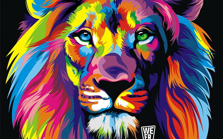 HD wallpaper: multicolored lion head wallpaper, colorful, abstract, multi  colored | Wallpaper Flare
