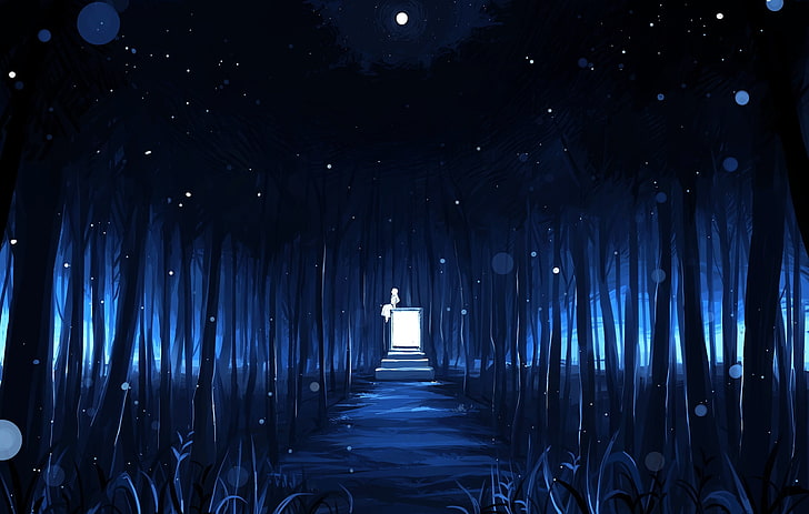 Download Anime Night Moonlight Wallpaper | Wallpapers.com