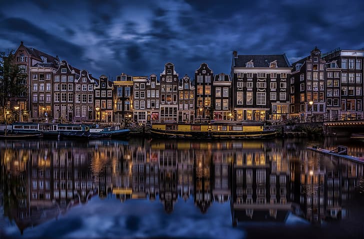 Holland, Amsterdam, Singel Canal, HD wallpaper