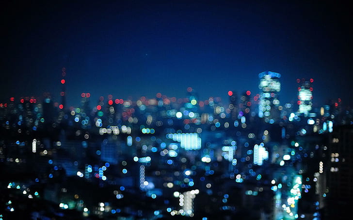 Blurry city lights, city skyscraper, photography, 1920x1200, night, HD wallpaper