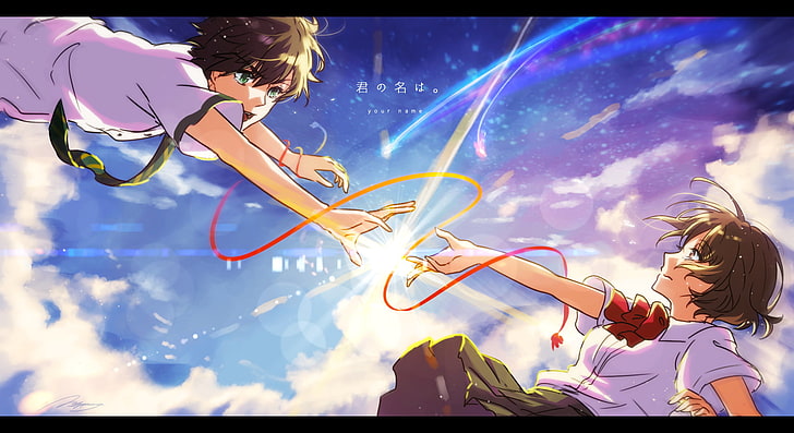 two brown-haired male anime characters, Kimi no Na Wa, Tachibana Taki, HD wallpaper