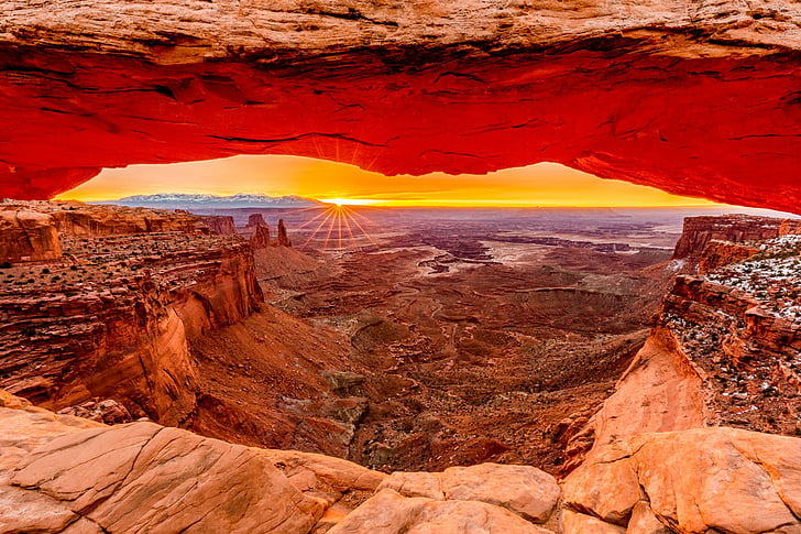 Canyons, Mesa Arch, rock - object, beauty in nature, scenics - nature