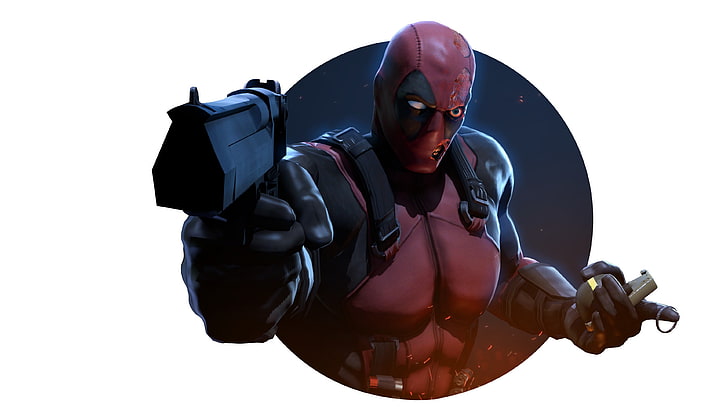 Deadpool wallpaper, Marvel Comics, gun, men, isolated, weapon, HD wallpaper