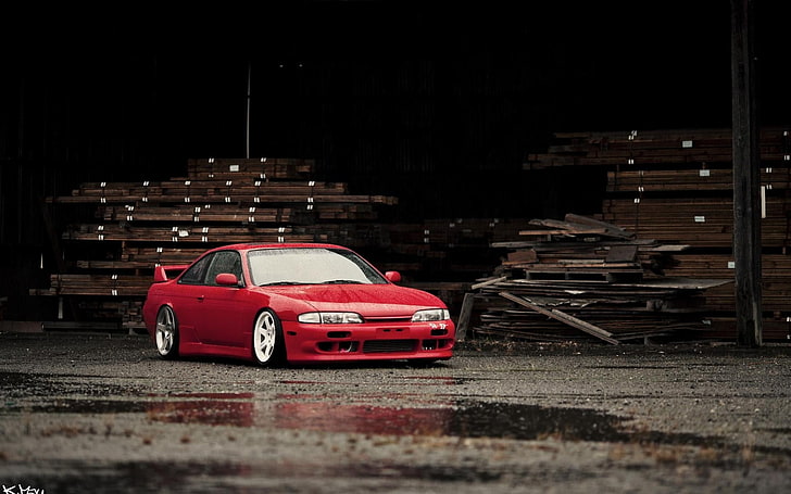 red coupe, JDM, Stance, Nissan, Silvia, car, motor vehicle, transportation, HD wallpaper
