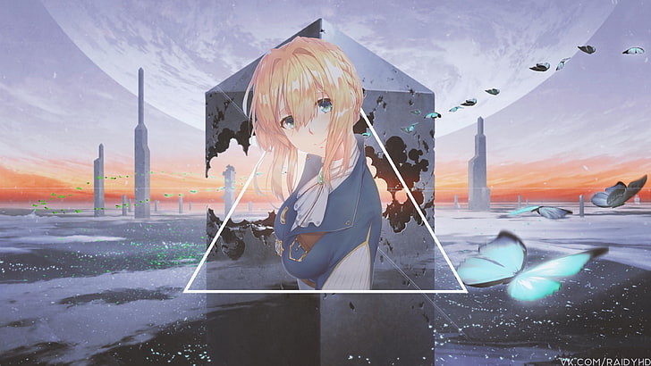 anime girls, picture-in-picture, Violet Evergarden, one person